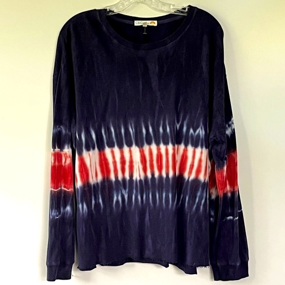 C&C California Red White Blue Mood Indigo Tie Dye Long Sleeve Comfortable Shirt - Picture 6 of 6